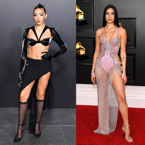 alta costura: Tinashe Thierry e Dua Lipa vestem Mugler.